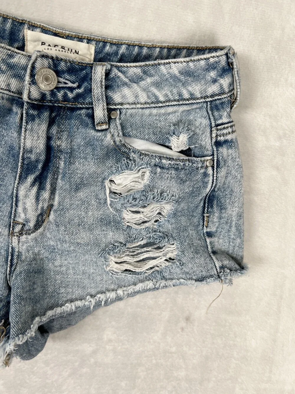 PacSun Denim Jean Shorts Women's 24 Blue Distressed Festival Cutoff Frayed